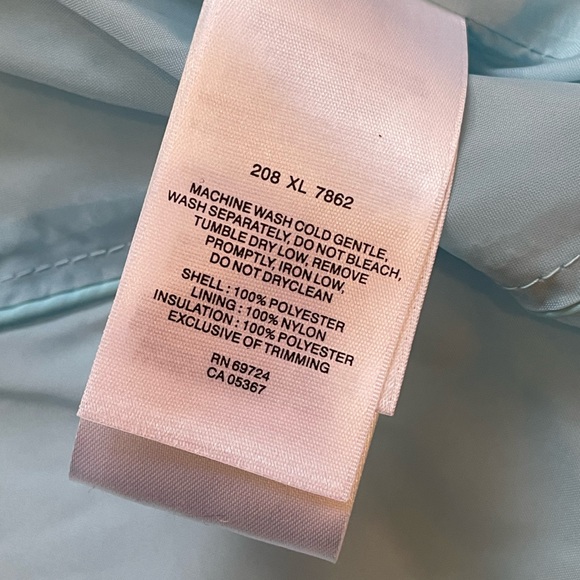 COLUMBIA quilted jacket women’s XL powder blue zip up, zip pockets fleece collar - Picture 8 of 10